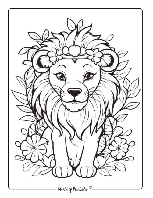 Lion coloring pages for kids adults