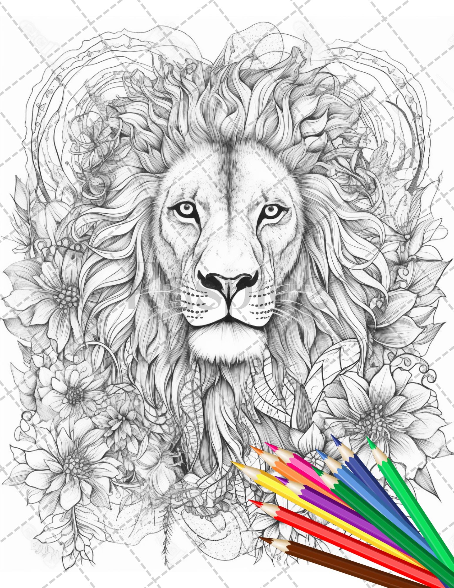 Animal floral printable coloring pages for adults grayscale colori â coloring