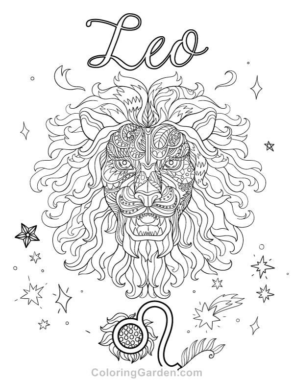 Leo adult coloring page