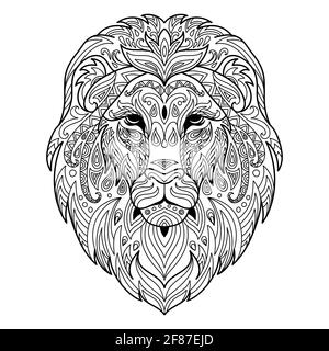 Lion animal coloring page for adult stock vector image art