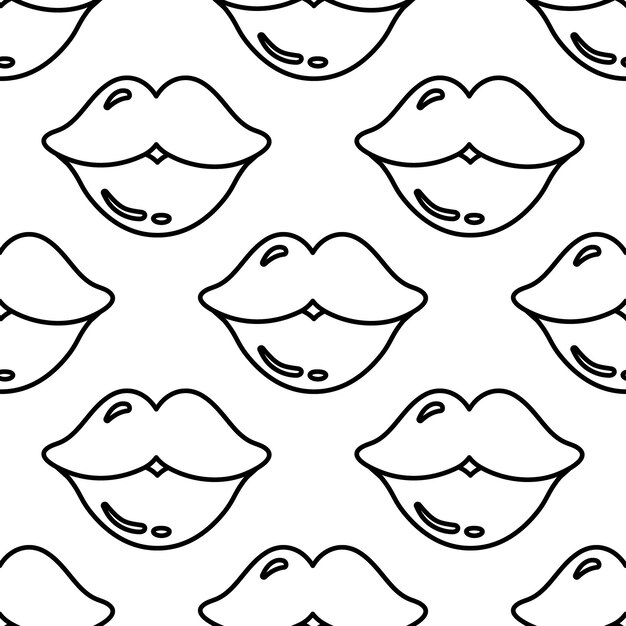 Premium vector doodle lips pattern hand drawn doodle illustration