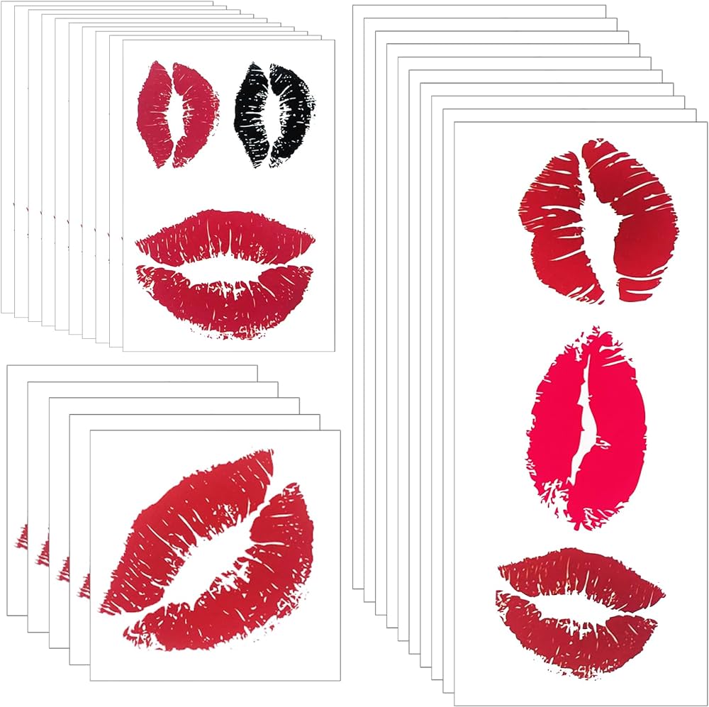 Zzxllro sheets pcs red lips temporary tattoo stickers self