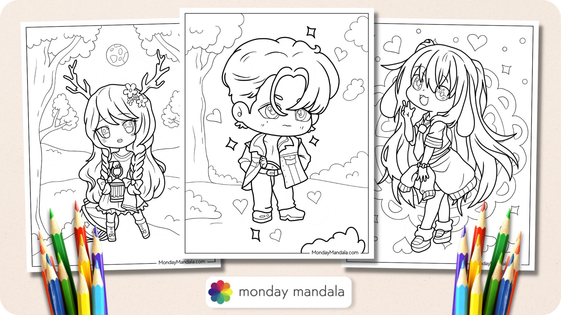 Chibi coloring pages free pdf printables