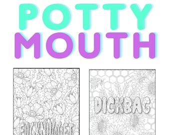 Potty mouth adult printable coloring pages swear profanity stress relief dpi digital download relaxation mindful