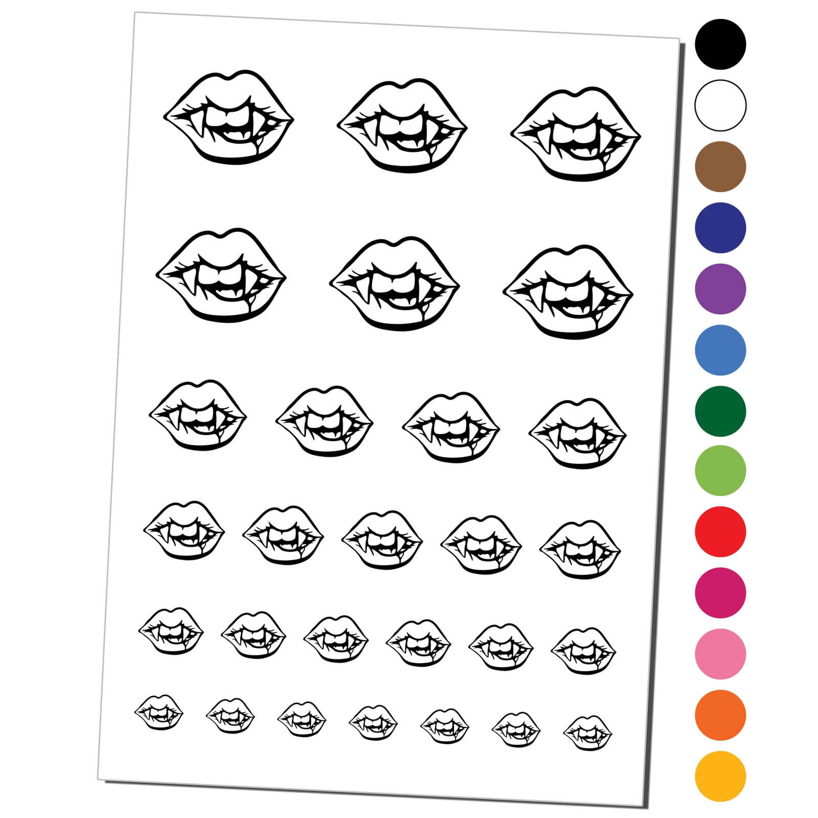 Vampire lips and teeth halloween water resistant temporary tattoo set fake body art collection