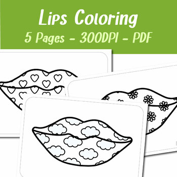 Lips pattern coloring pages for adults and children pages by easy hop