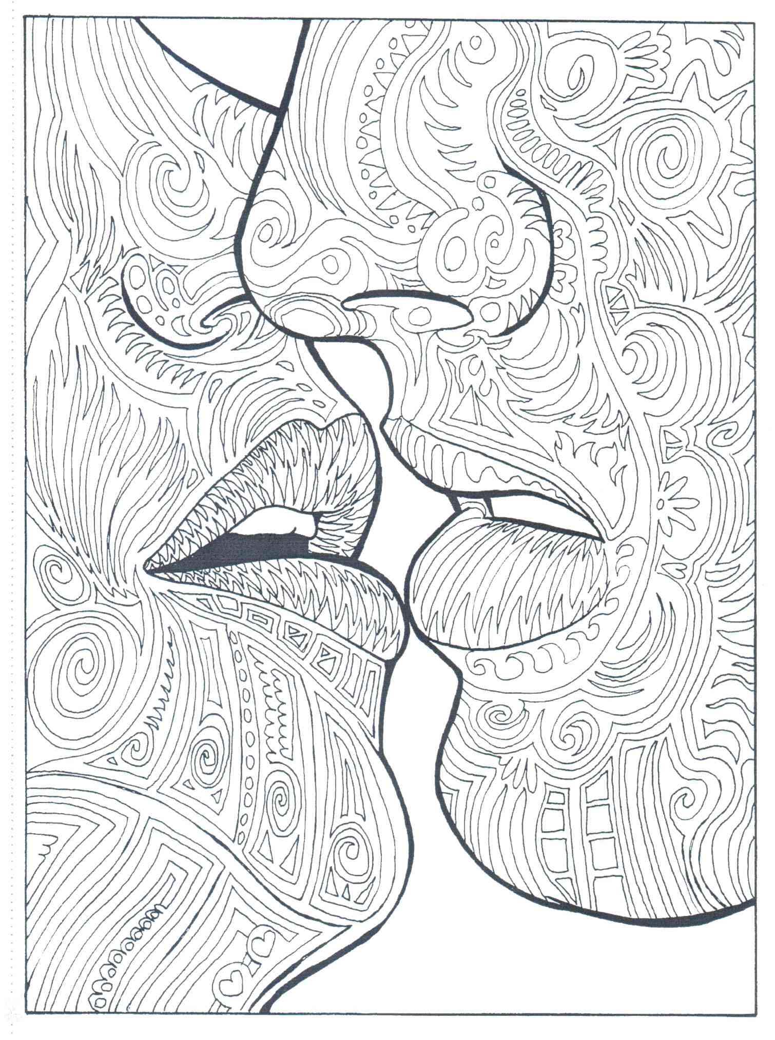 Lips coloring pages for adults