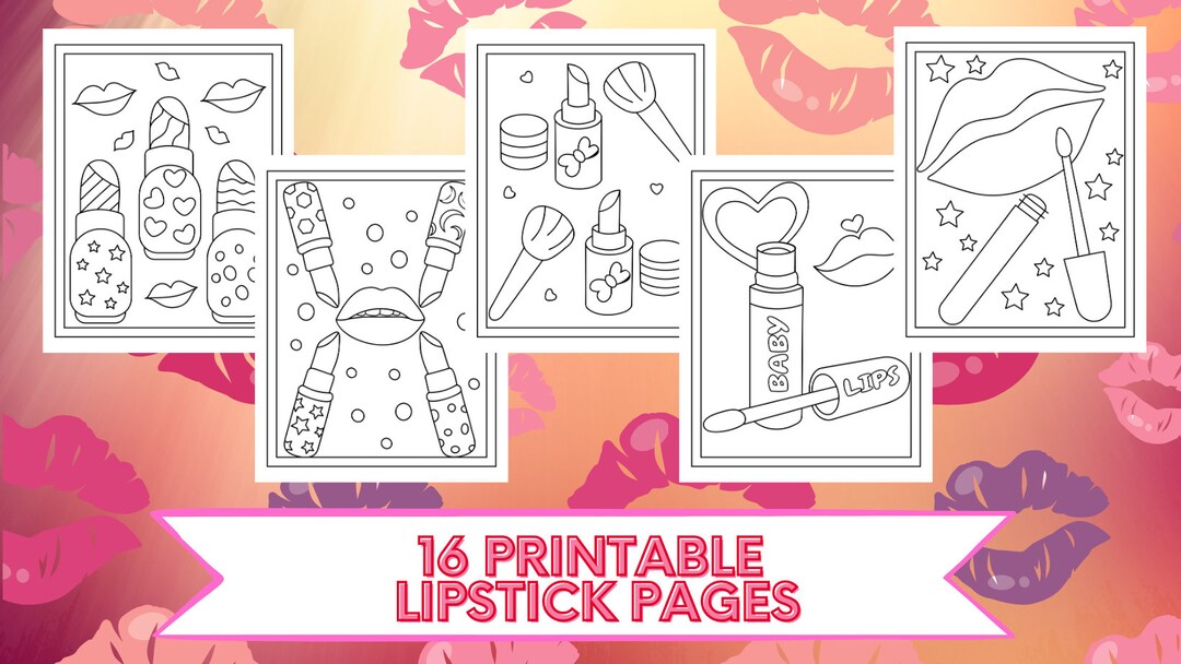 Printable lipstick coloring pages instant download