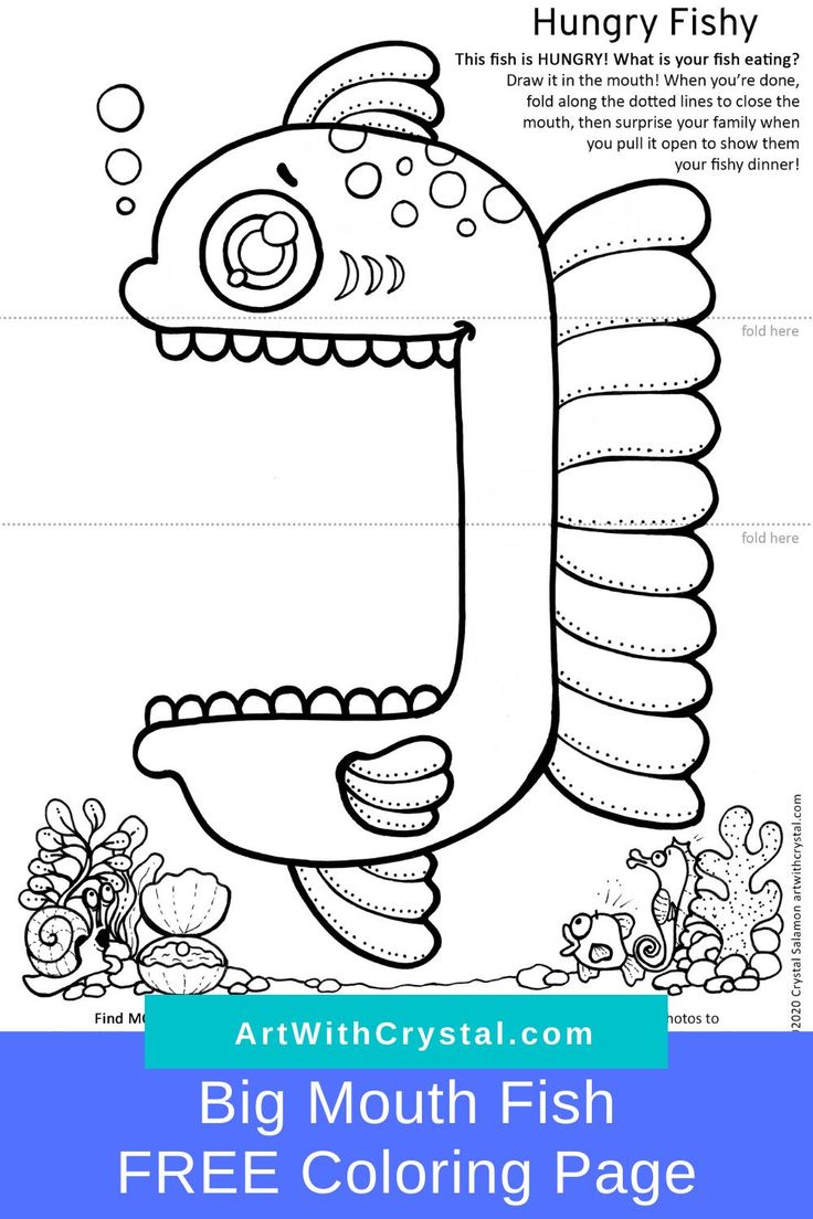 Free printable big mouth fish coloring page coloring pages cool coloring pages free printable crafts