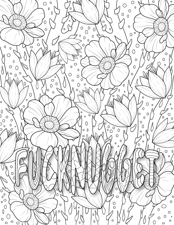 Potty mouth adult printable coloring pages swear profanity stress relief dpi digital download relaxation mindful