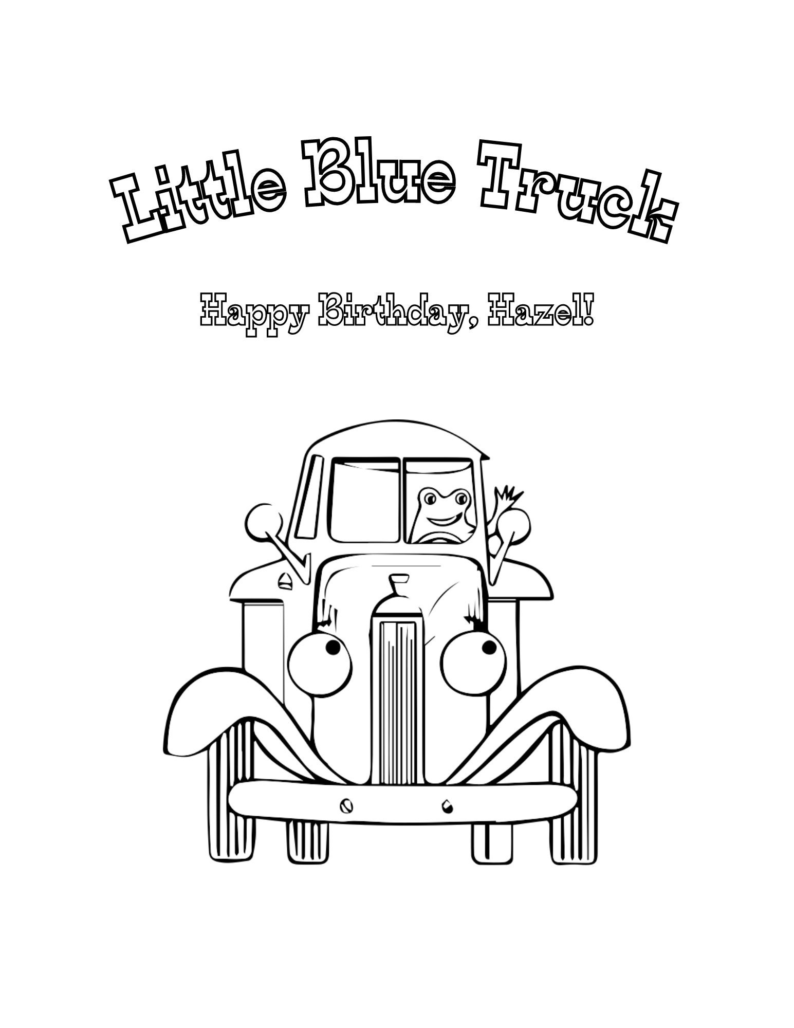 Editable personalized little blue truck coloring bookparty favor
