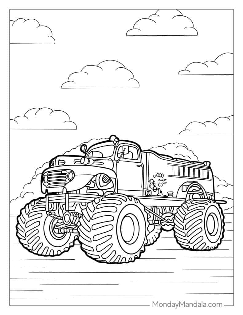 Monster truck coloring pages free pdf printables