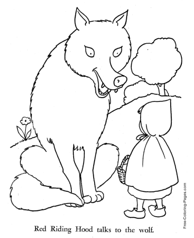 Little red riding hood story coloring pages