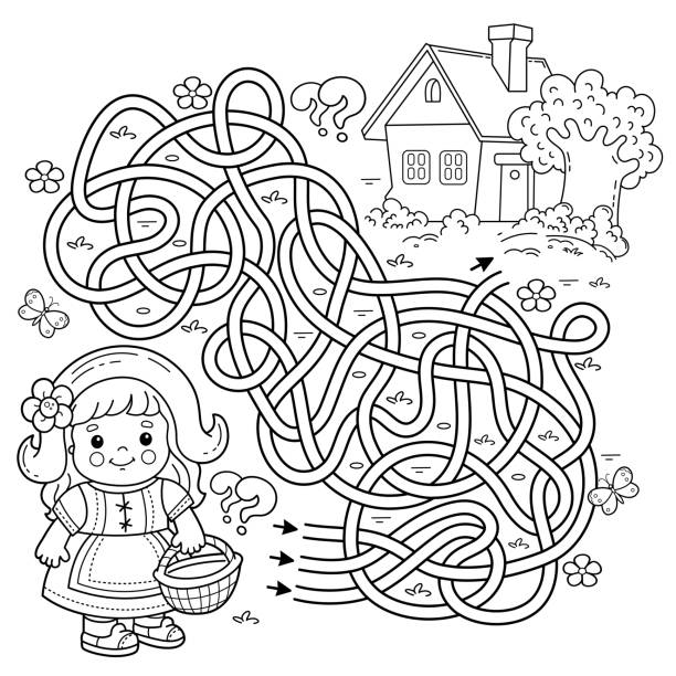 Little red riding hood coloring pages stock illustrations royalty