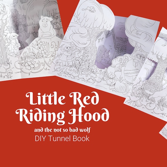 Little red riding hood diy carousel book and coloring pages printable template