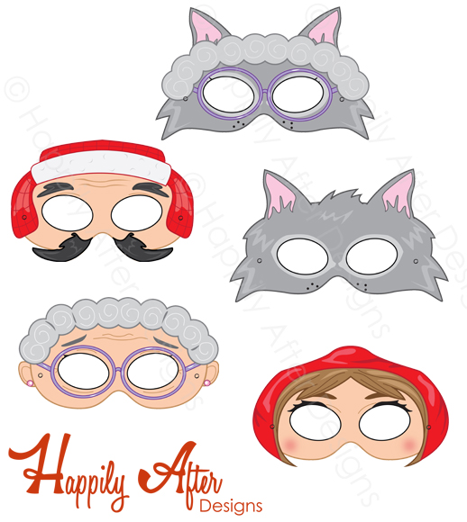 Little red riding hood printable masks â happily after designs