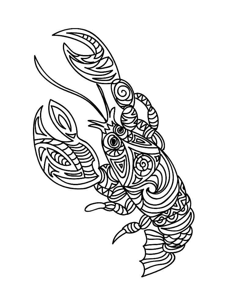 Lobster coloring pages for adults