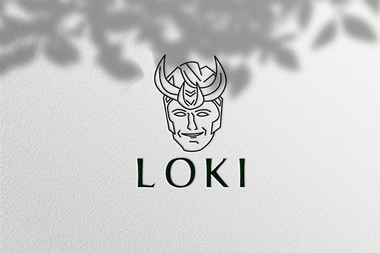 Loki face creative minimalist line art style logo