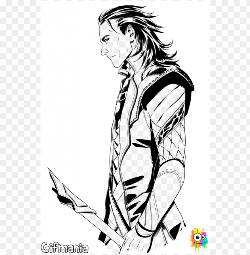 Loki coloring page png transparent with clear background id