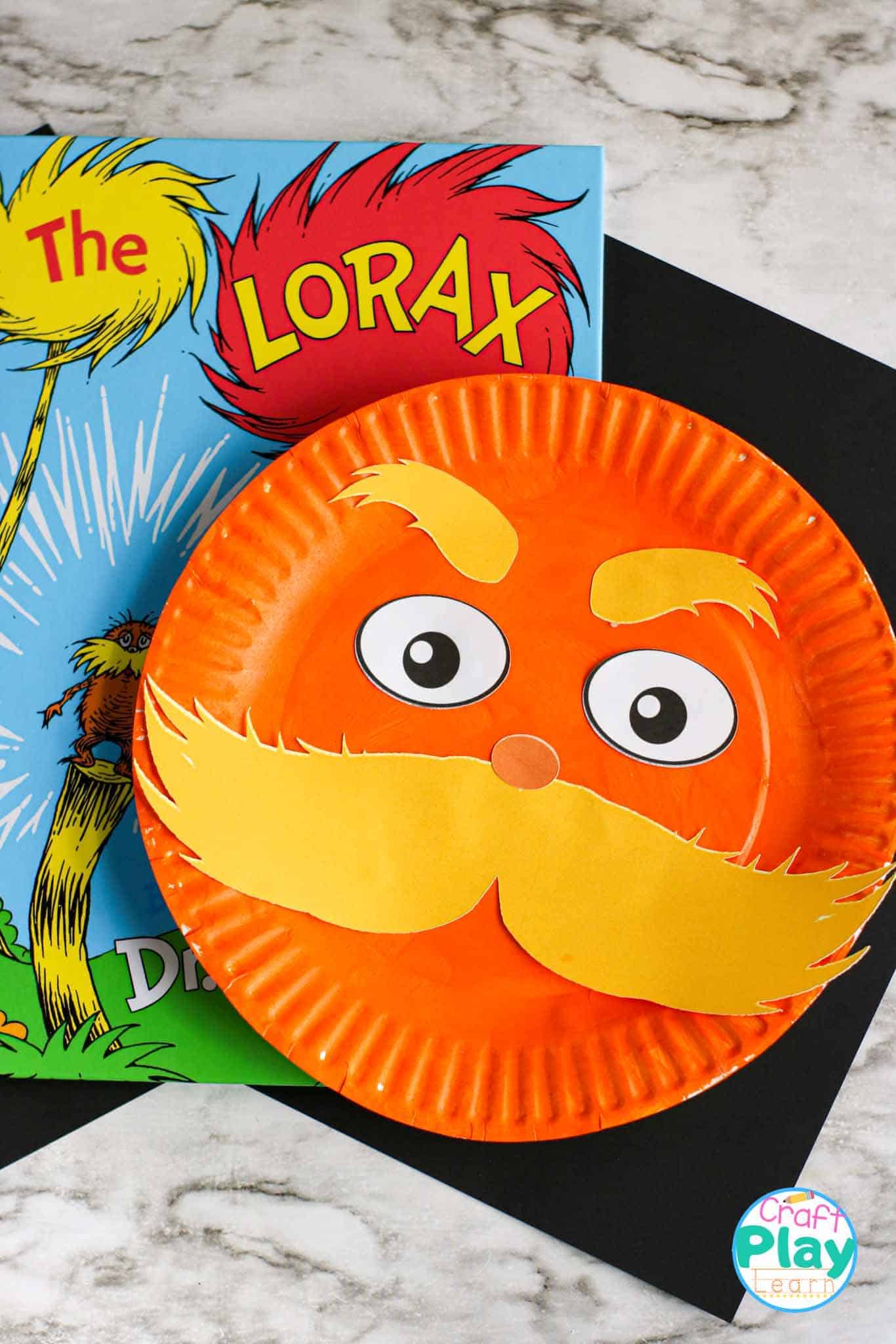 Lorax paper plate craft for dr seuss fans