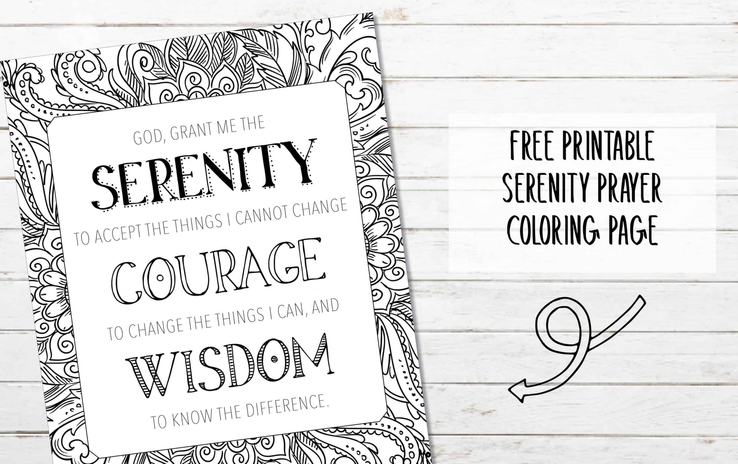 Serenity prayer coloring page printable