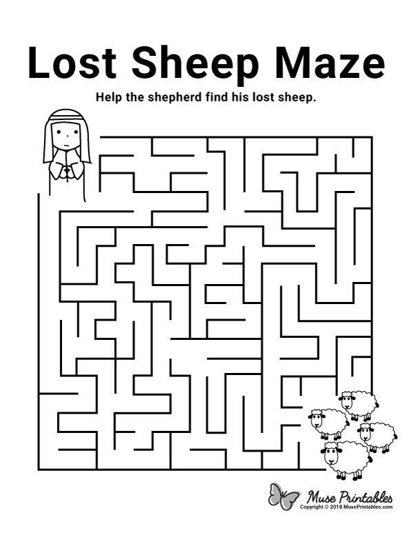 Free printable lost sheep maze