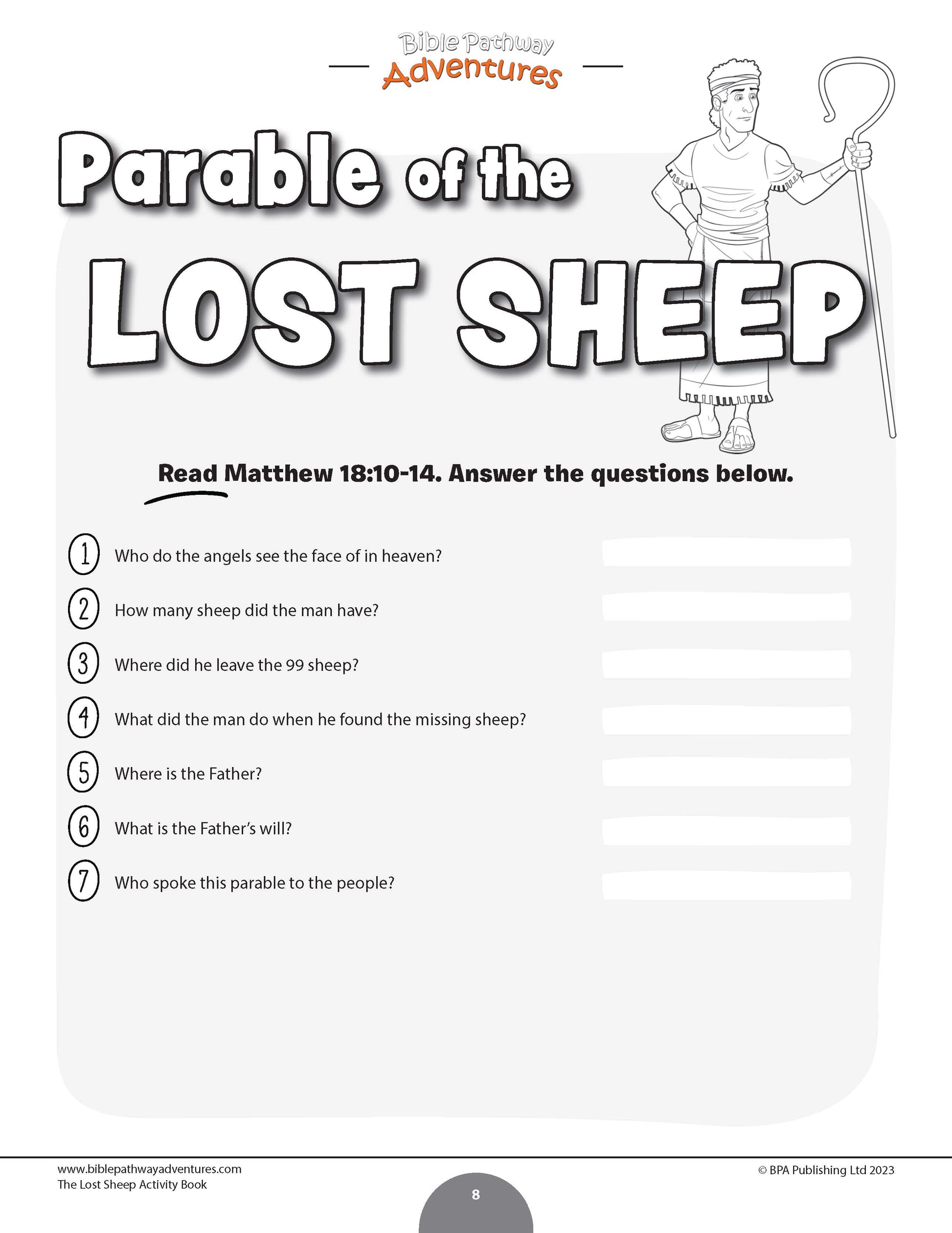 Parable of the lost sheep activity book pdf â bible pathway adventures