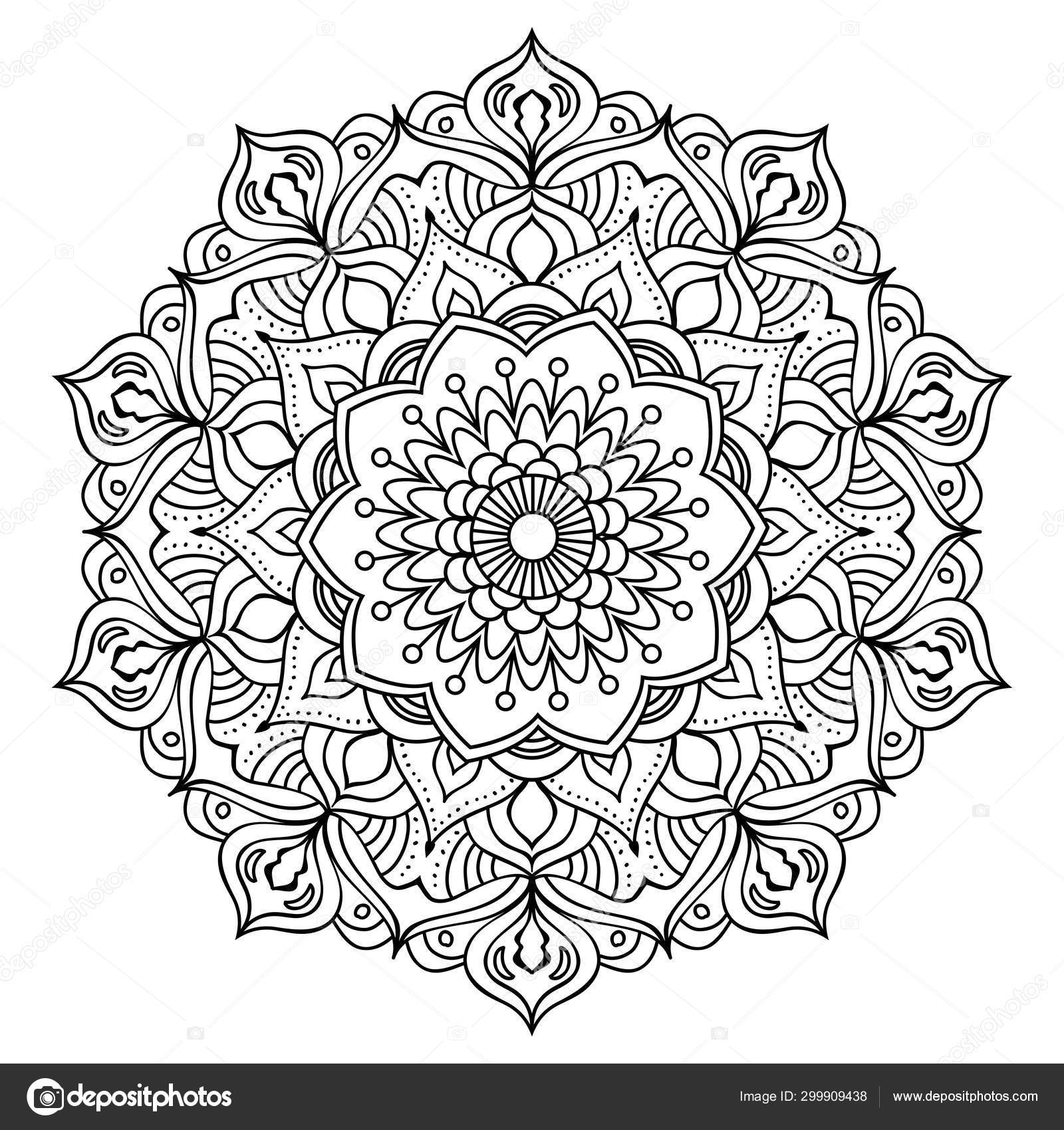 Flower mandala coloring page stock illustration by smk