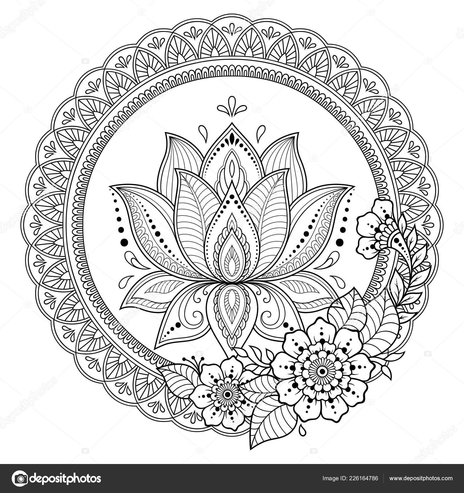 Circular pattern form mandala lotus flower henna mehndi tattoo decoration stock vector by rugameteragmail