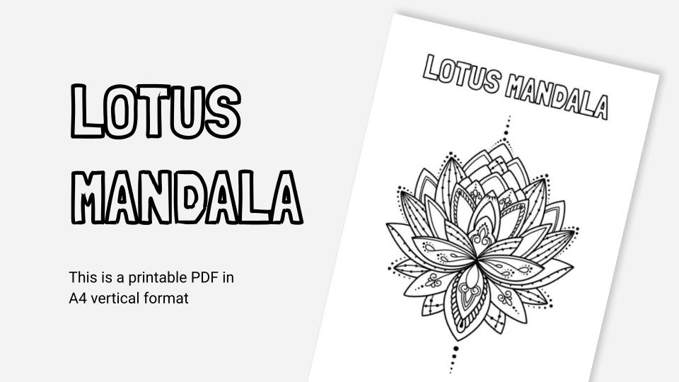 Lotus mandala printable coloring worksheet