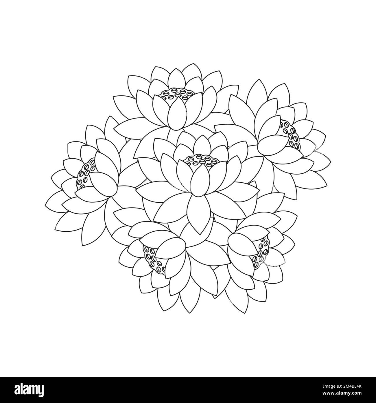 Lotus flower coloring page of simplicity artistic drawn with blossom flower on isolated background stock vector image art