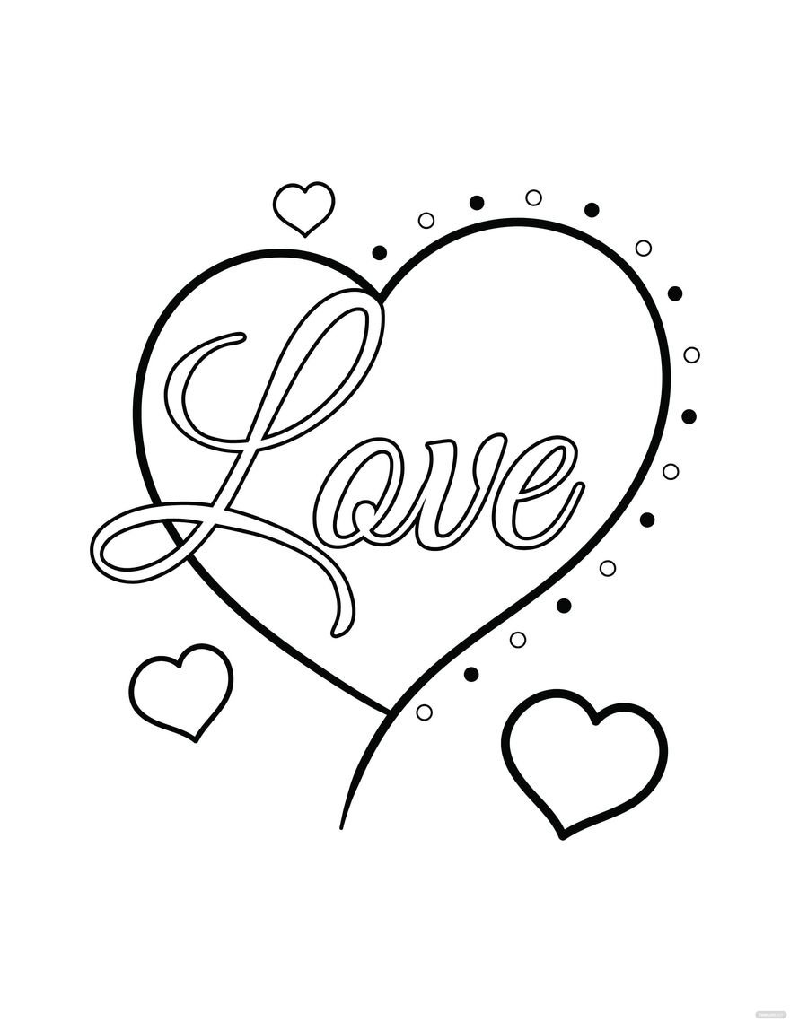 Free love heart coloring page