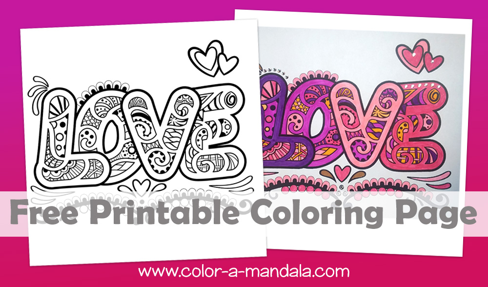 Love doodle art coloring page m