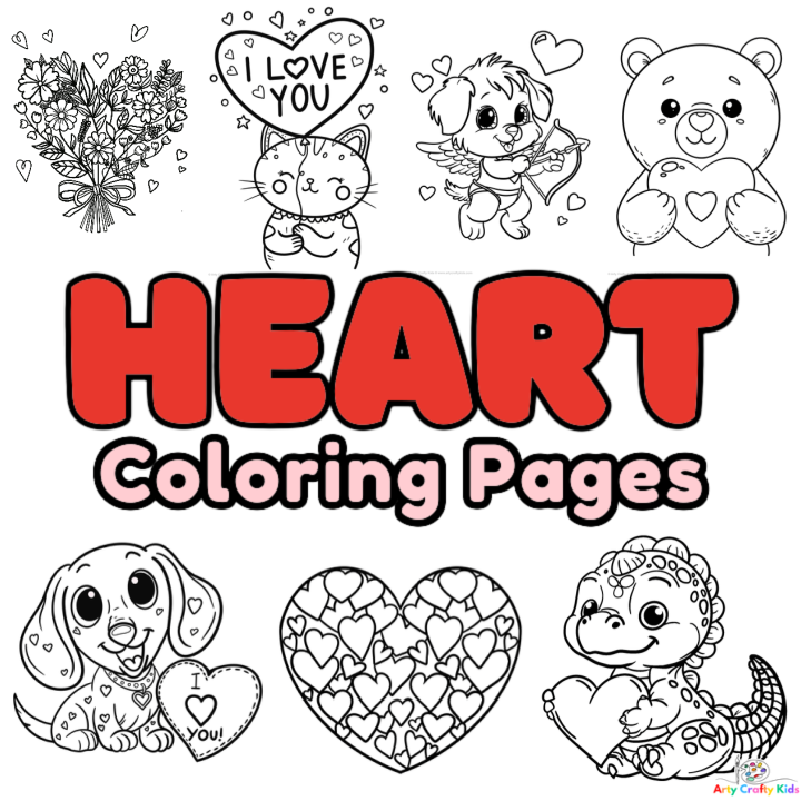 Printable heart coloring pages for kids