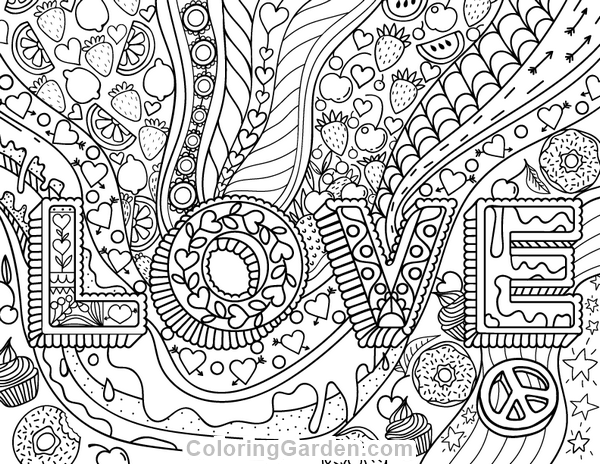 Love adult coloring page