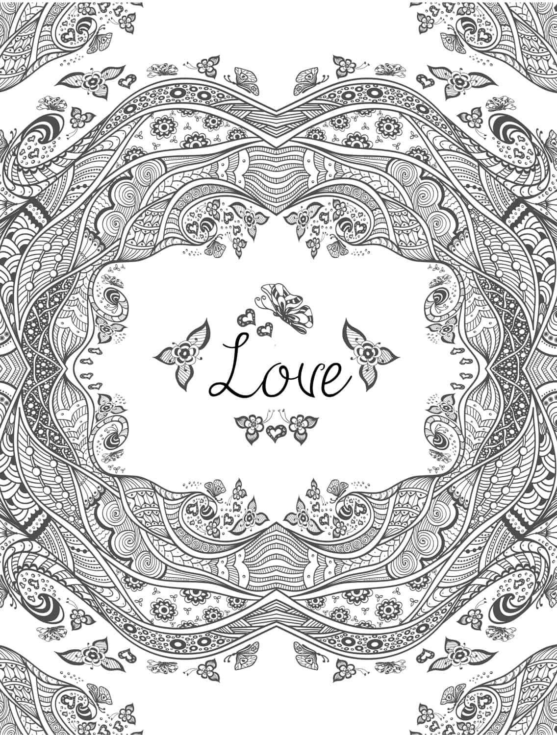 Free printable valentines adult coloring pages