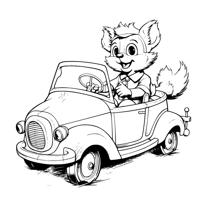 Animals riding a car coloring pages drawing for kids png images eps free download