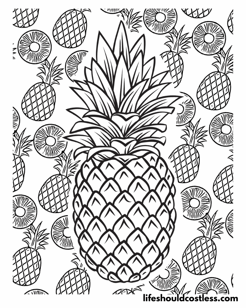 Pineapple coloring pages free printable pdf templates