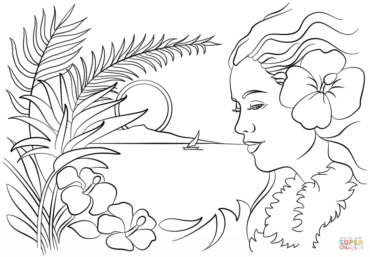 Beautiful hawaii coloring page free printable coloring pages