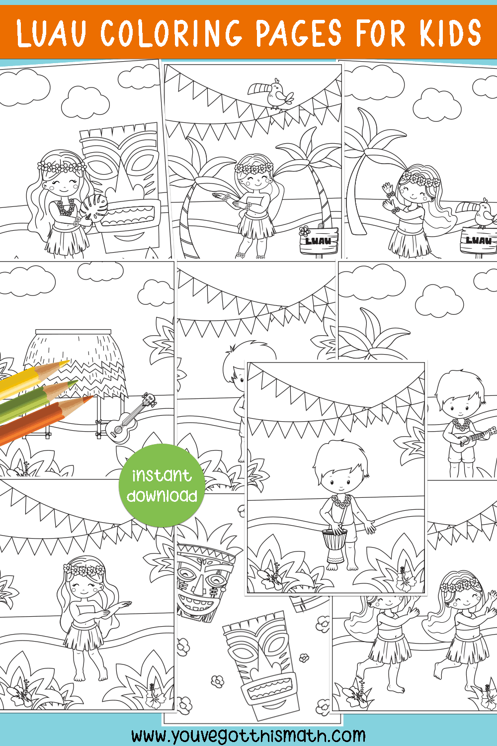 Luau coloring pages free pdf