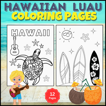 Hawaiian tropical luau party coloring pages