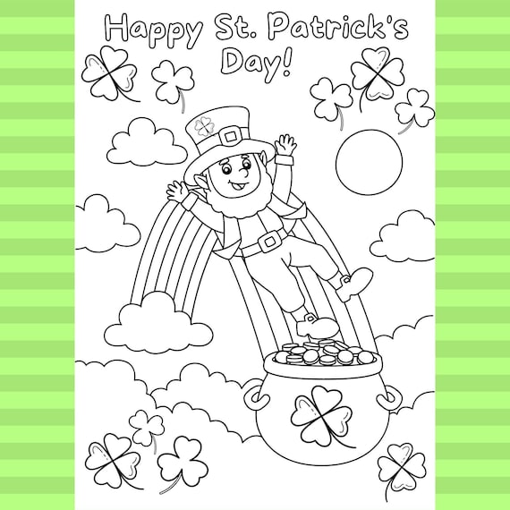 St patricks day printable coloring pages set of