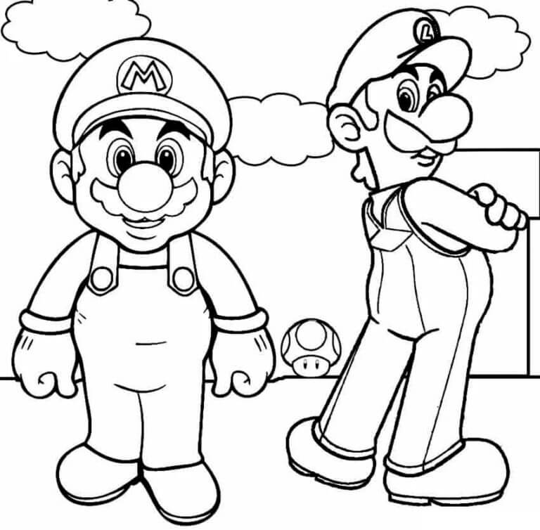 Cool mario and luigi coloring page