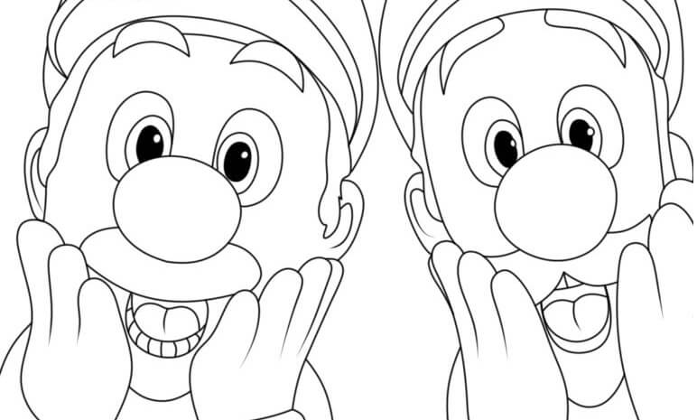 Suprise mario and luigi coloring page