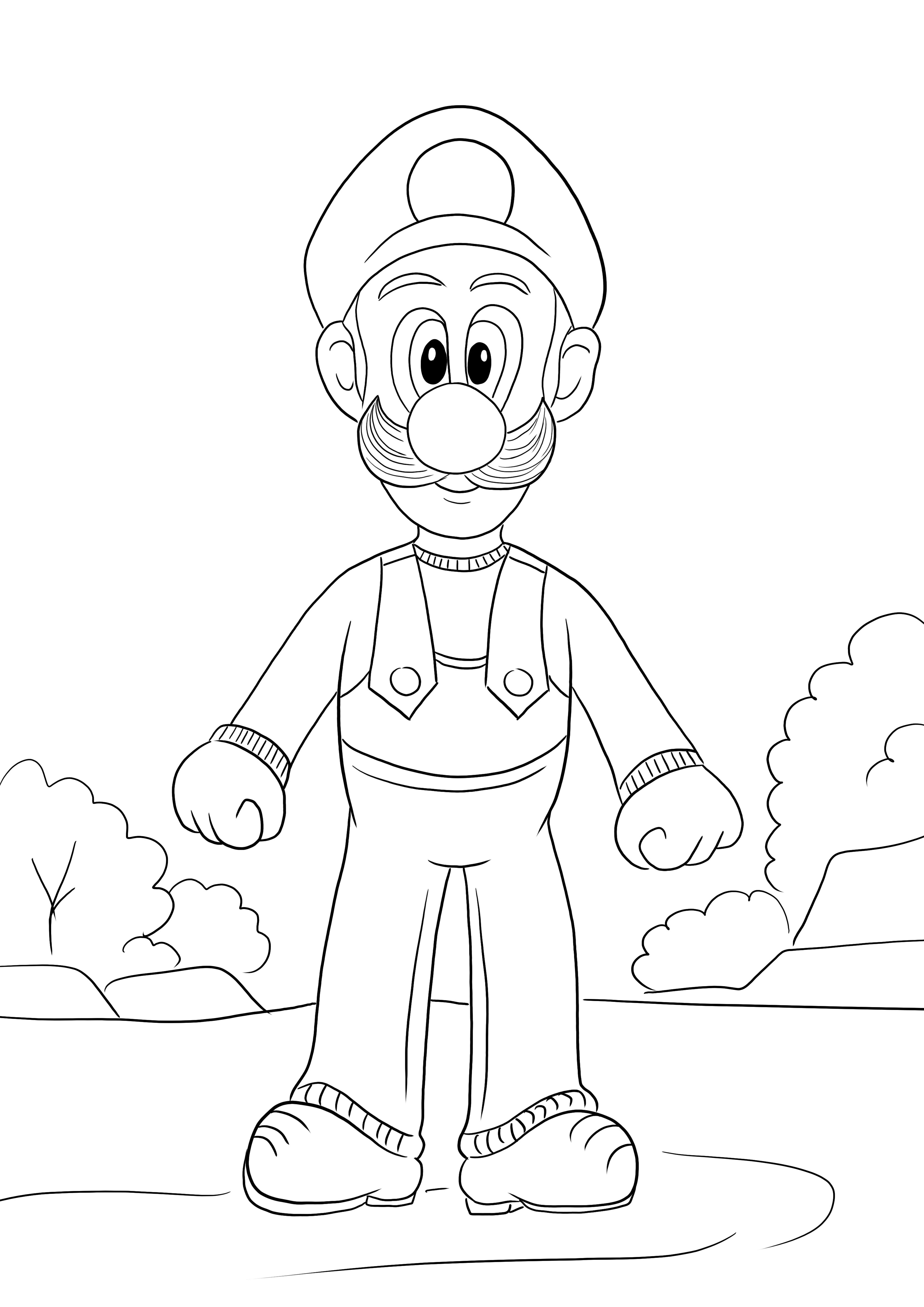 Here is a free coloring image of luigi from the super mar game to download or