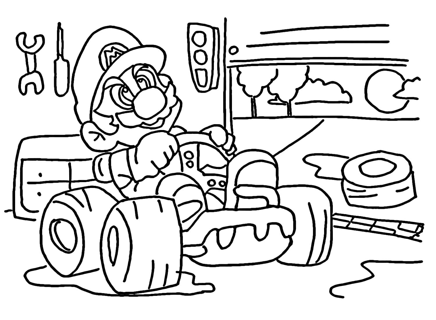 Printable cute mario kart coloring page