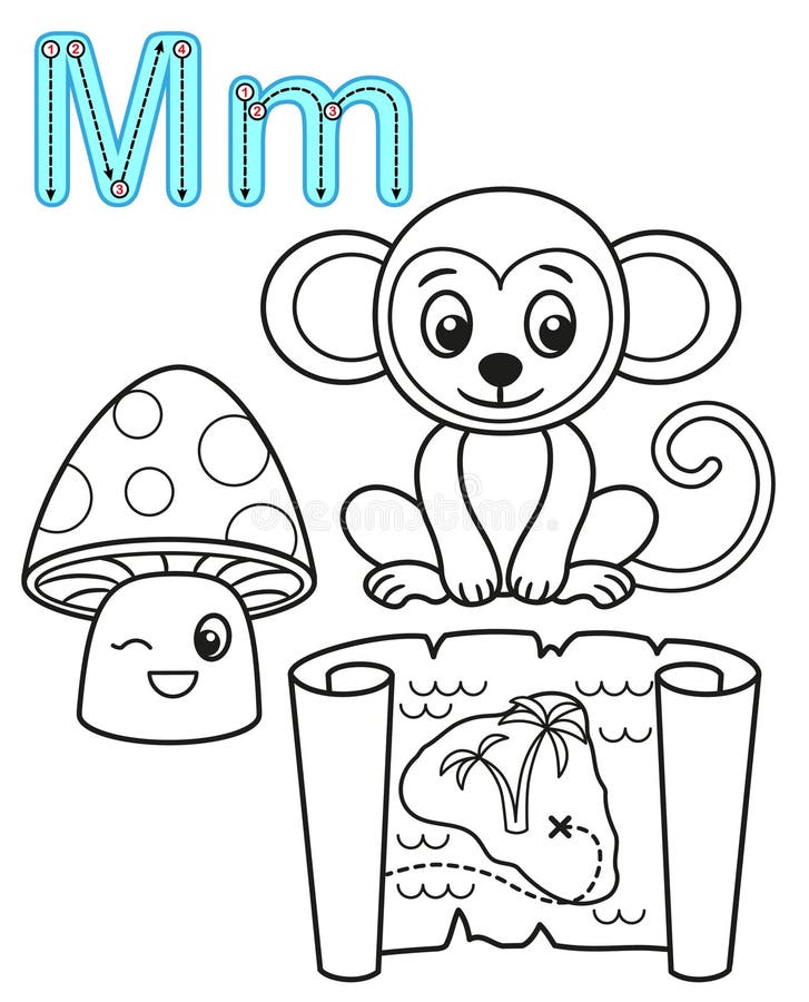 Vector alphabet letter m coloring page mushroom stock illustrations â vector alphabet letter m coloring page mushroom stock illustrations vectors clipart