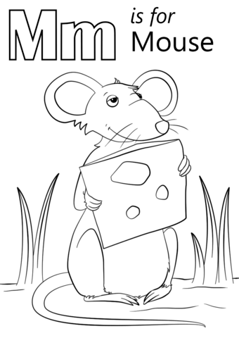 M is for mouse coloring page free printable coloring pages