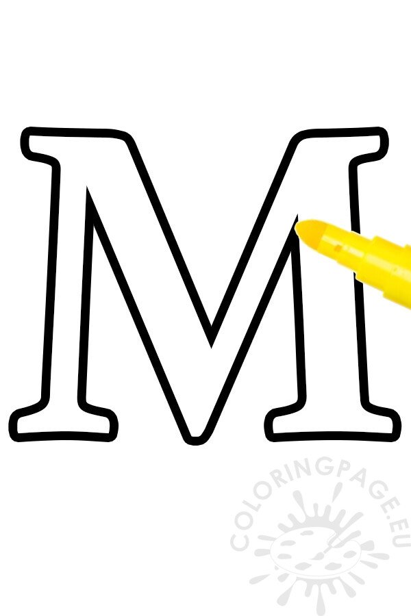 Letter m template printable coloring page