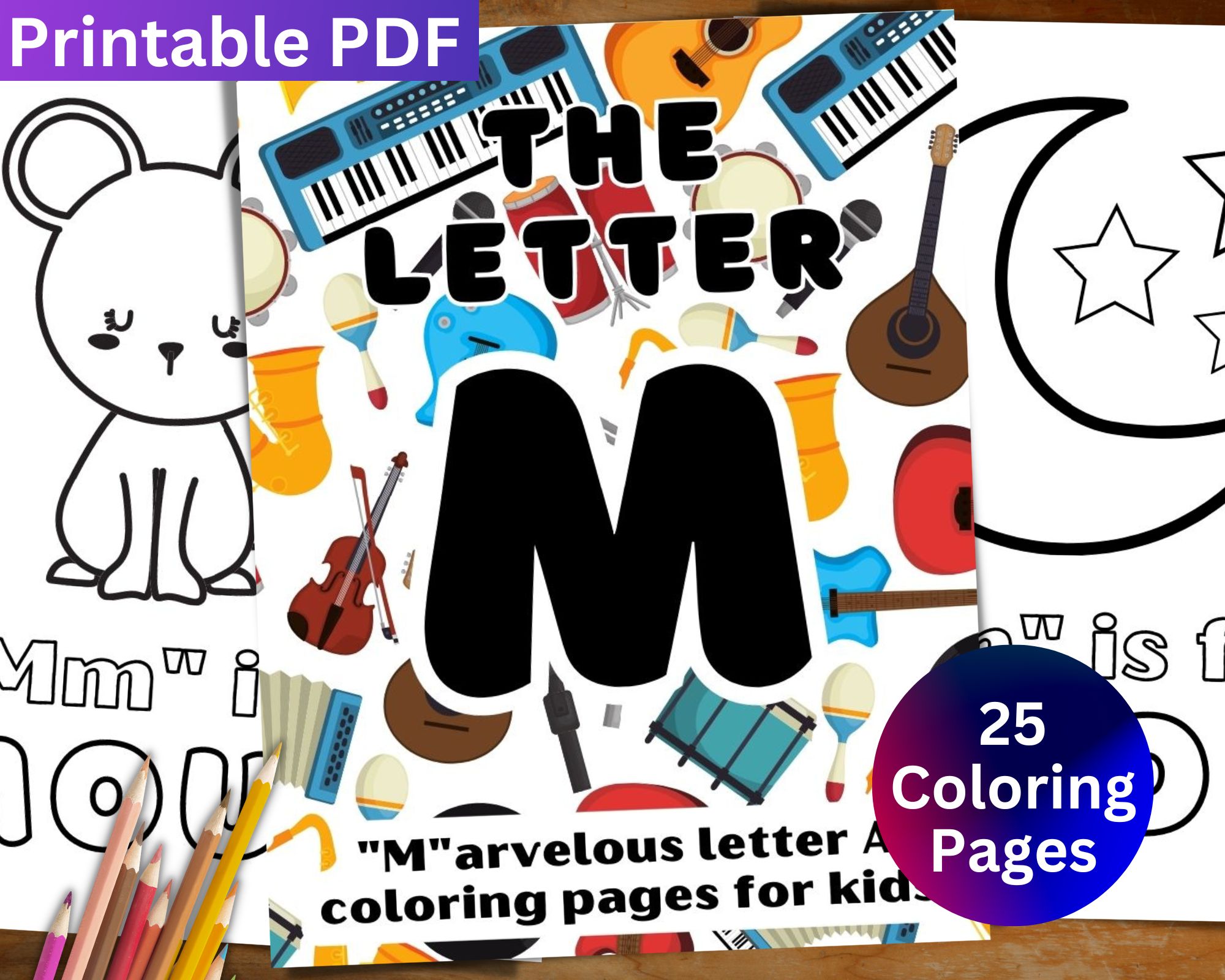 Marvelous letter m coloring pages for kids printable pdf